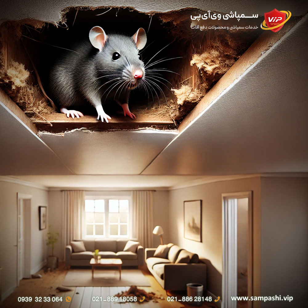 از بین بردن موش در سقف کاذب | سمپاشی vip